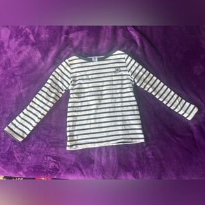 Petit Bateau Striped 3/4 Long-Sleeve Tee - Navy & White Size 8 UNISEX